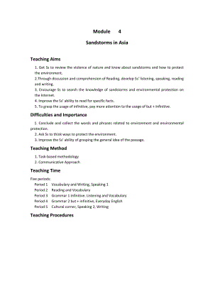 高中英语（外研版必修3）同步教案： Module 4 Sandstorms in Asia（高考）.doc