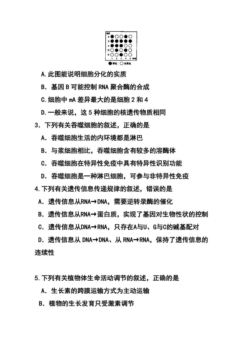 云南省高三第二次高中毕业生复习统一检测理科综合试题及答案.doc_第2页