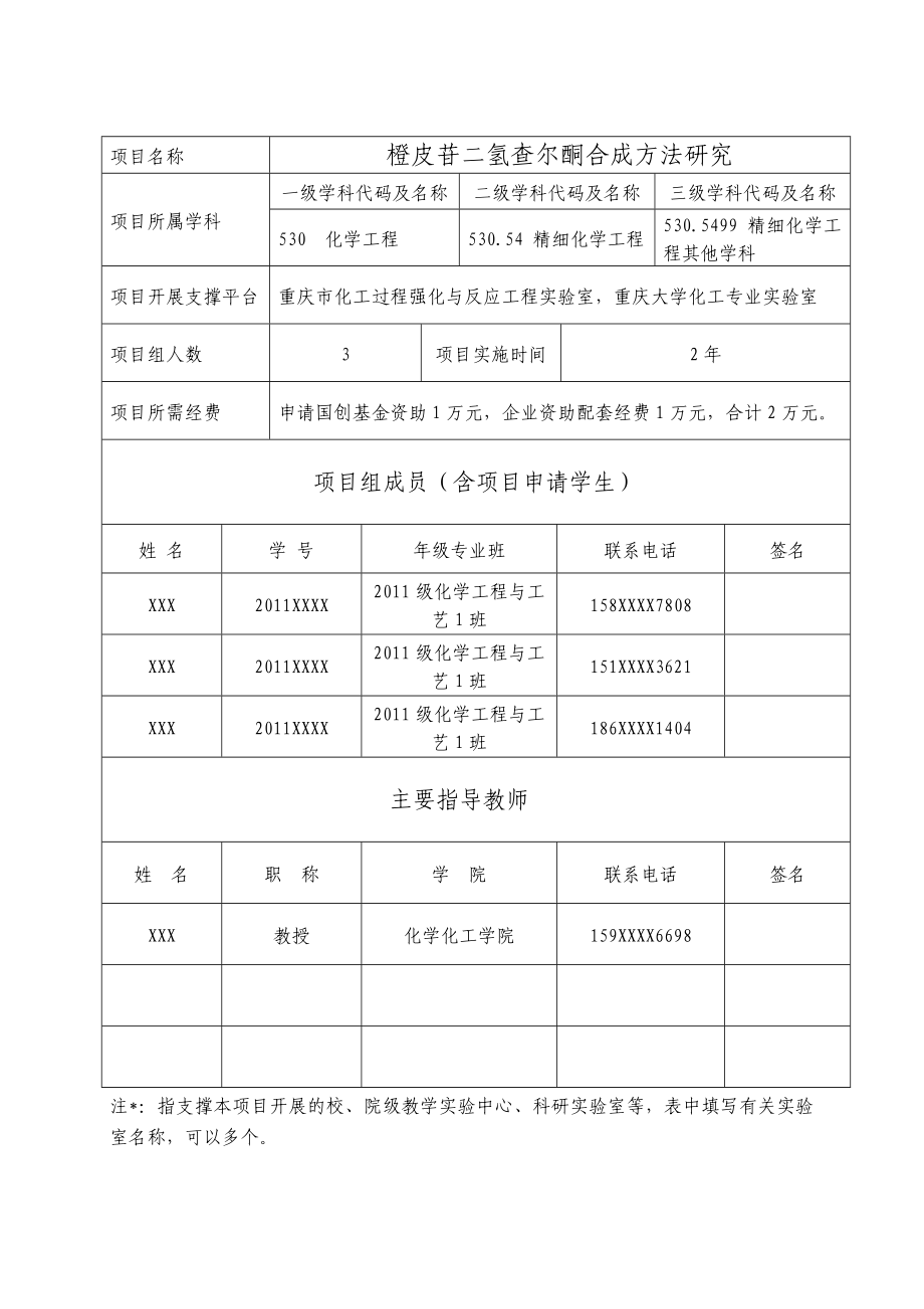 科研训练计划项目申报书橙皮苷二氢查尔酮合成方法研究.doc_第2页