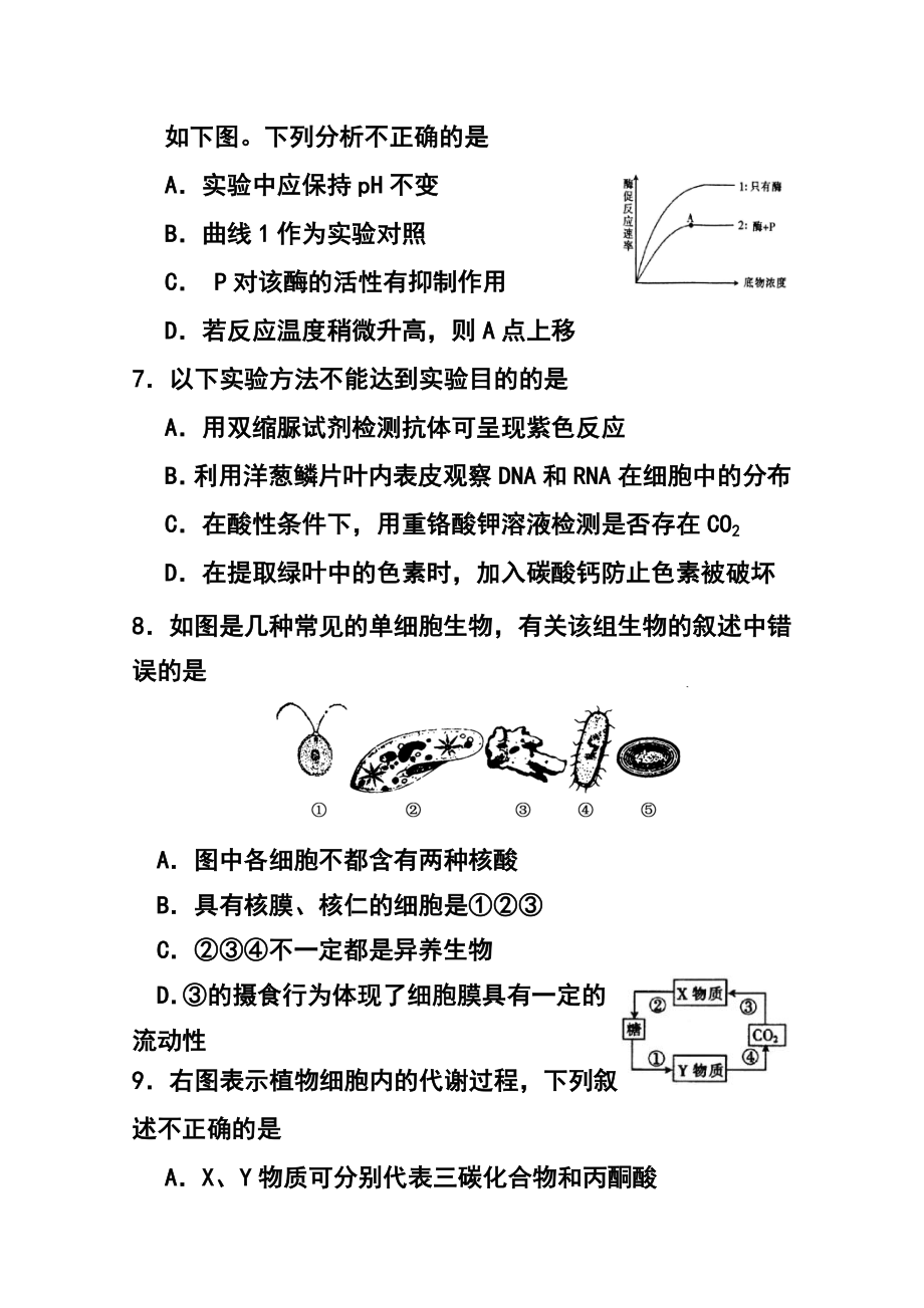 湖北省武穴中学高三11月月考生物试题及答案.doc_第3页