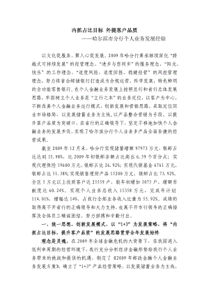 哈尔滨市分行个人业务发展经验.doc