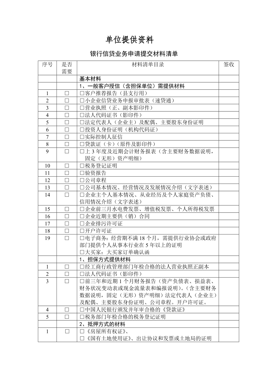 单位向银行贷款提供的基本资料.doc_第1页