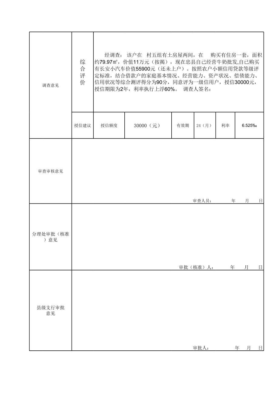 银行(信用社)小额农户贷款评级、申请书、授信调.xls_第3页