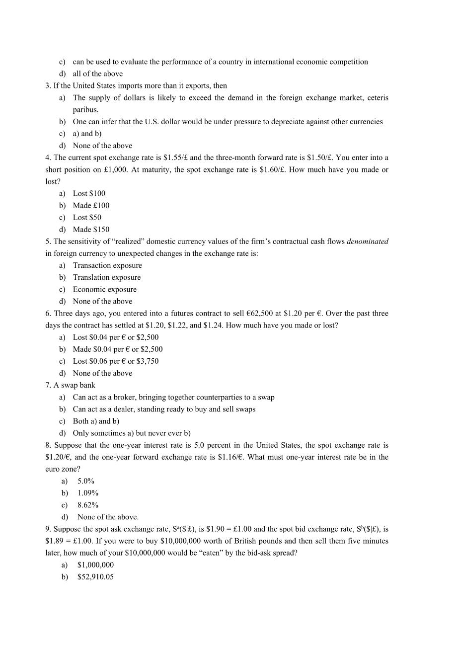 南理工 国际金融题库(英文版).doc_第2页