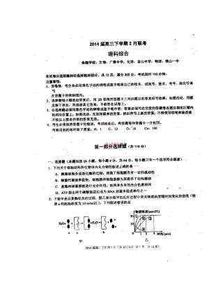 广东省广雅中学、佛山一中等高三下学期2月联考理科综合试卷及答案.doc