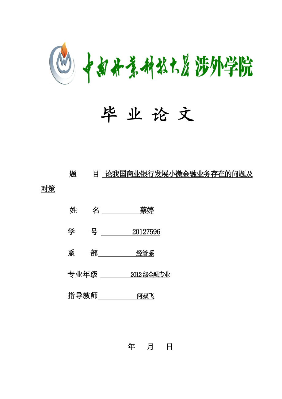 论我国商业银行发展小微金融业务存在的问题及对策毕业论文.doc_第1页