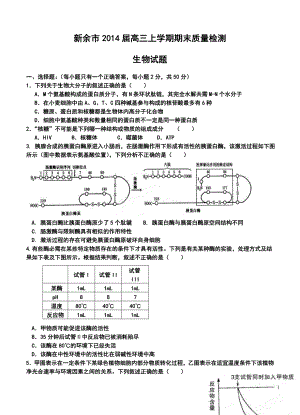 江西省新余市高三上学期期末质量检测生物试卷及答案.doc