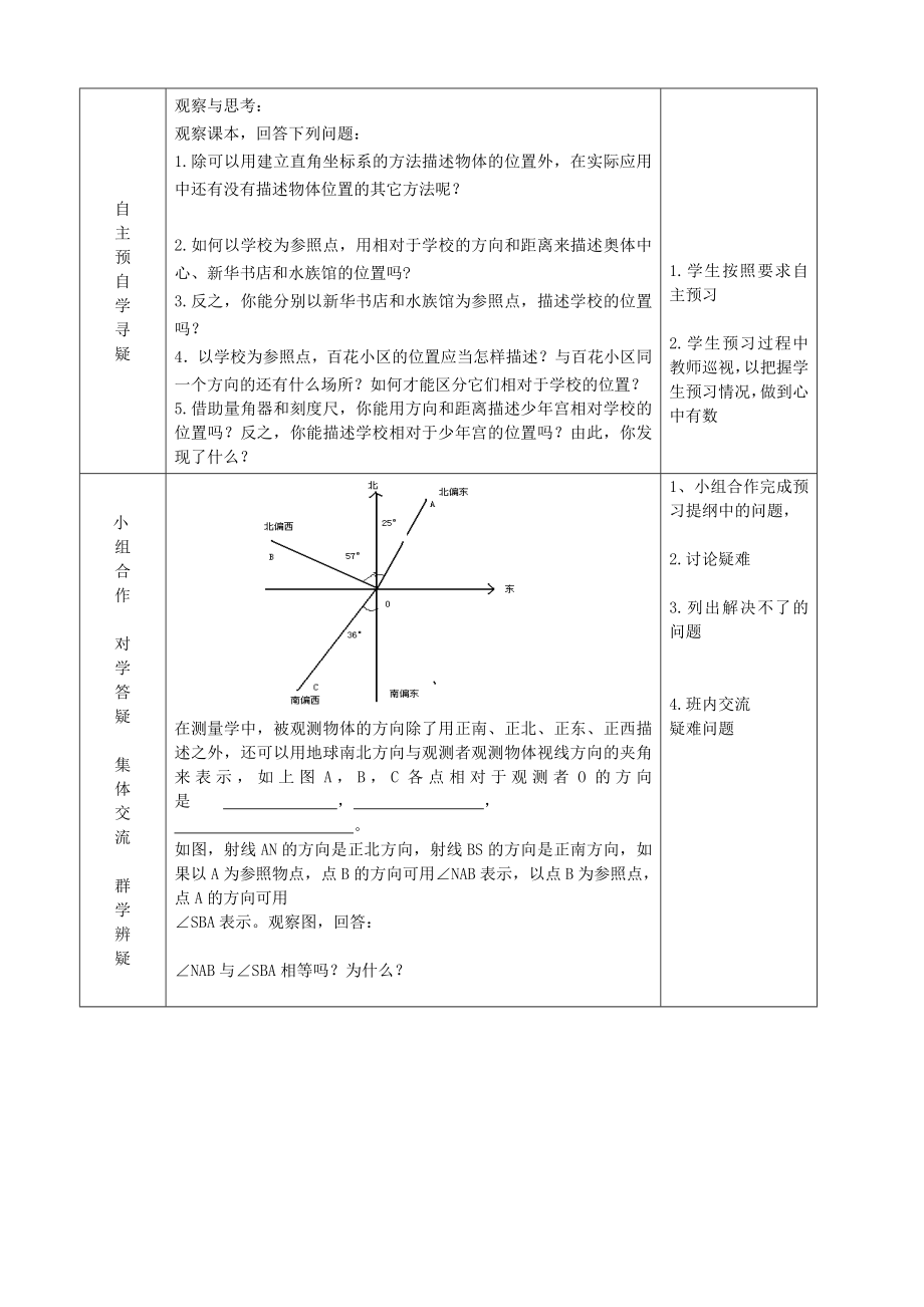 七年级数学下册第14章位置与坐标14.4用方向和距离描述两个物体的相对位置教案(新版)青岛版.doc_第2页