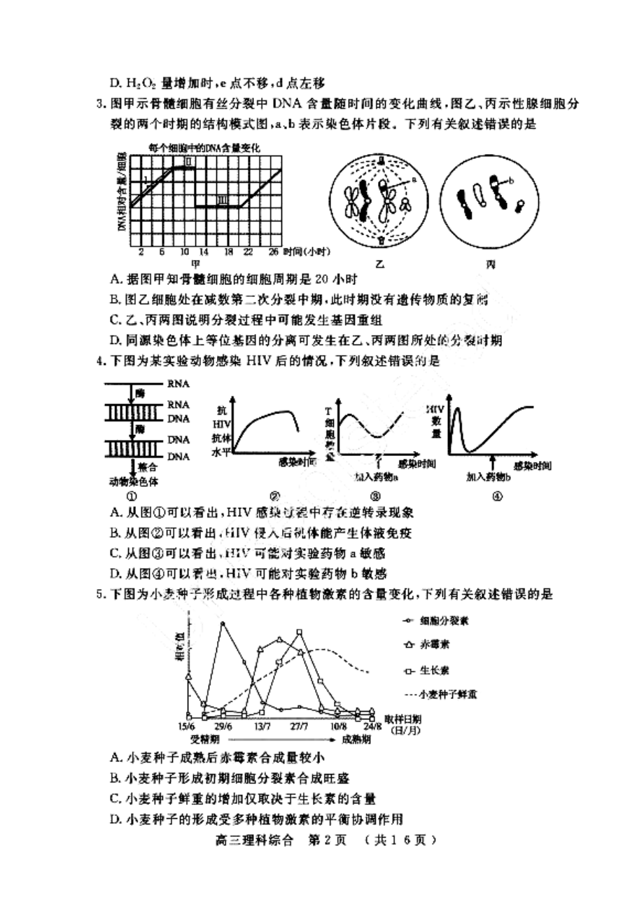 河南省开封市高三第二次模拟考试理科综合试题及答案1.doc_第2页