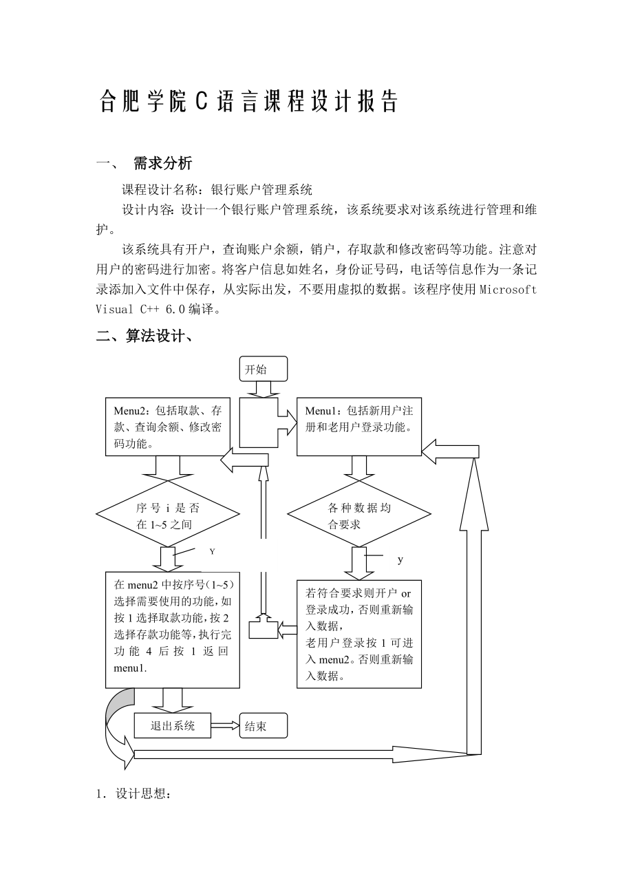 银行账户管理系统报告书.doc_第1页