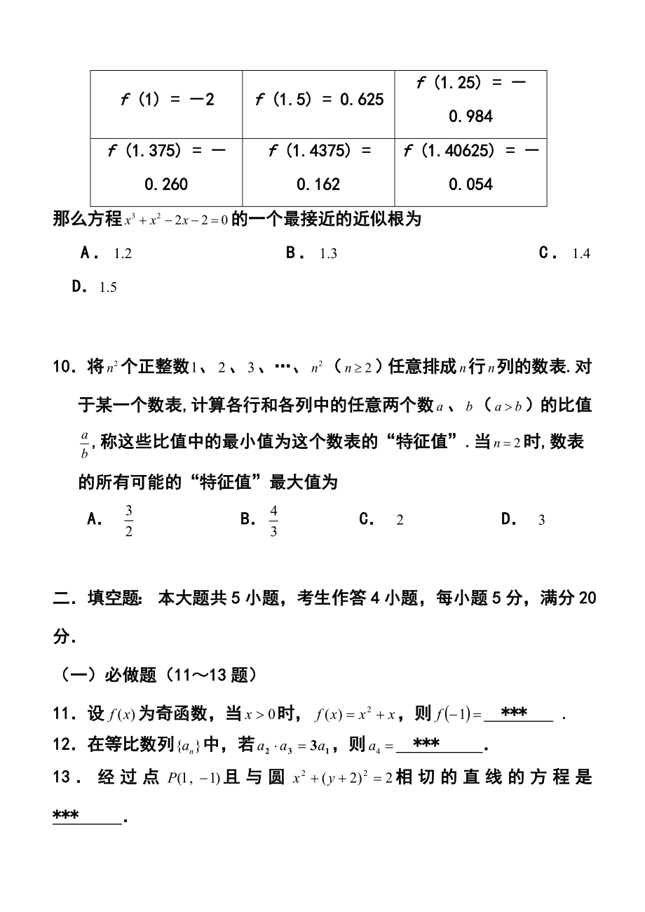 广东省松昌中学高三下学期开学模拟测试文科数学试题及答案.doc_第3页