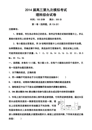 湖南省益阳市箴言中学高三第九次模拟考试理科综合试卷及答案.doc