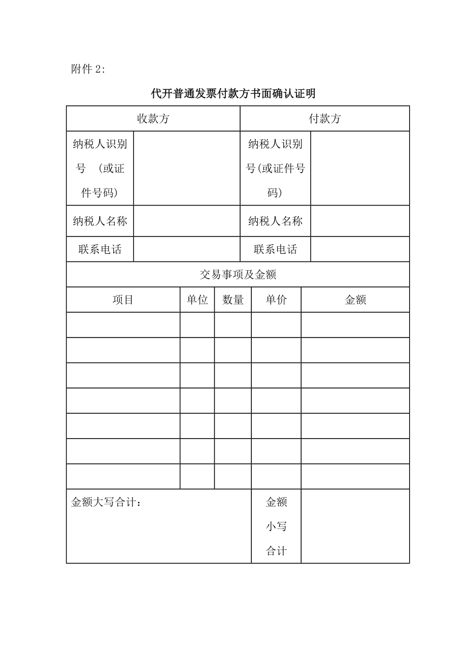 《代开普通发票付款方书面确认证明》.doc_第1页