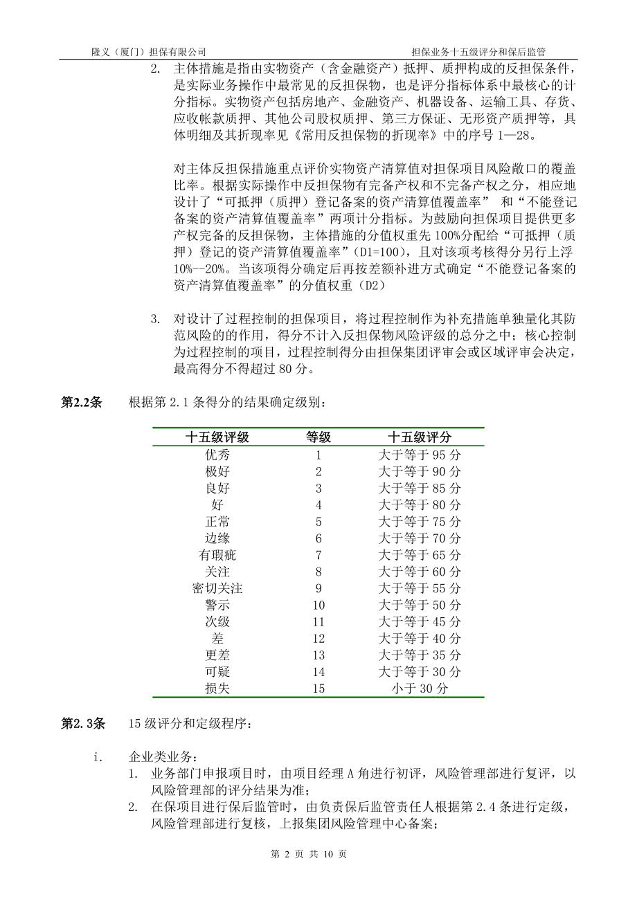 担保业务十五级评分和保后监管管理.doc_第2页