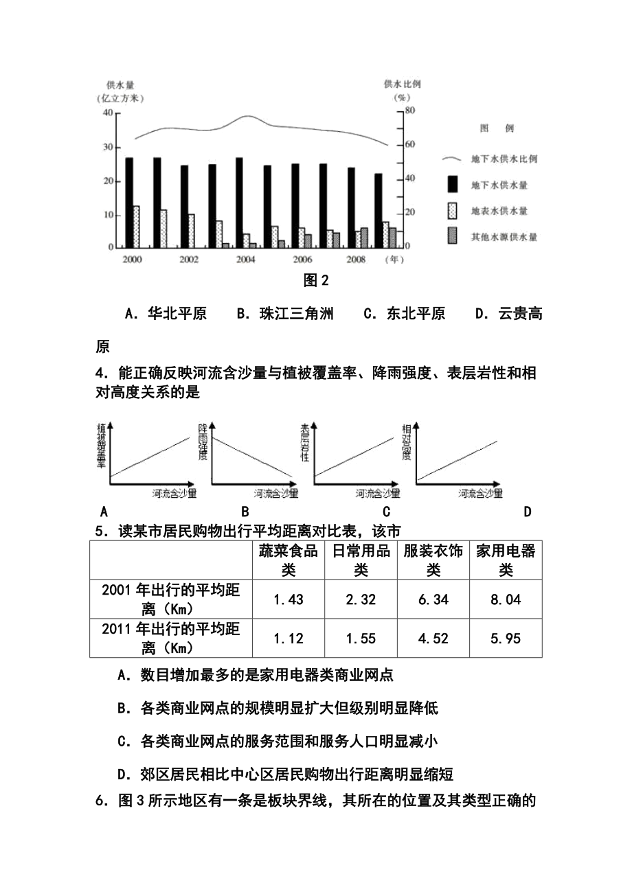 广东省韶关市高三调研试题（二）地理试题及答案.doc_第2页