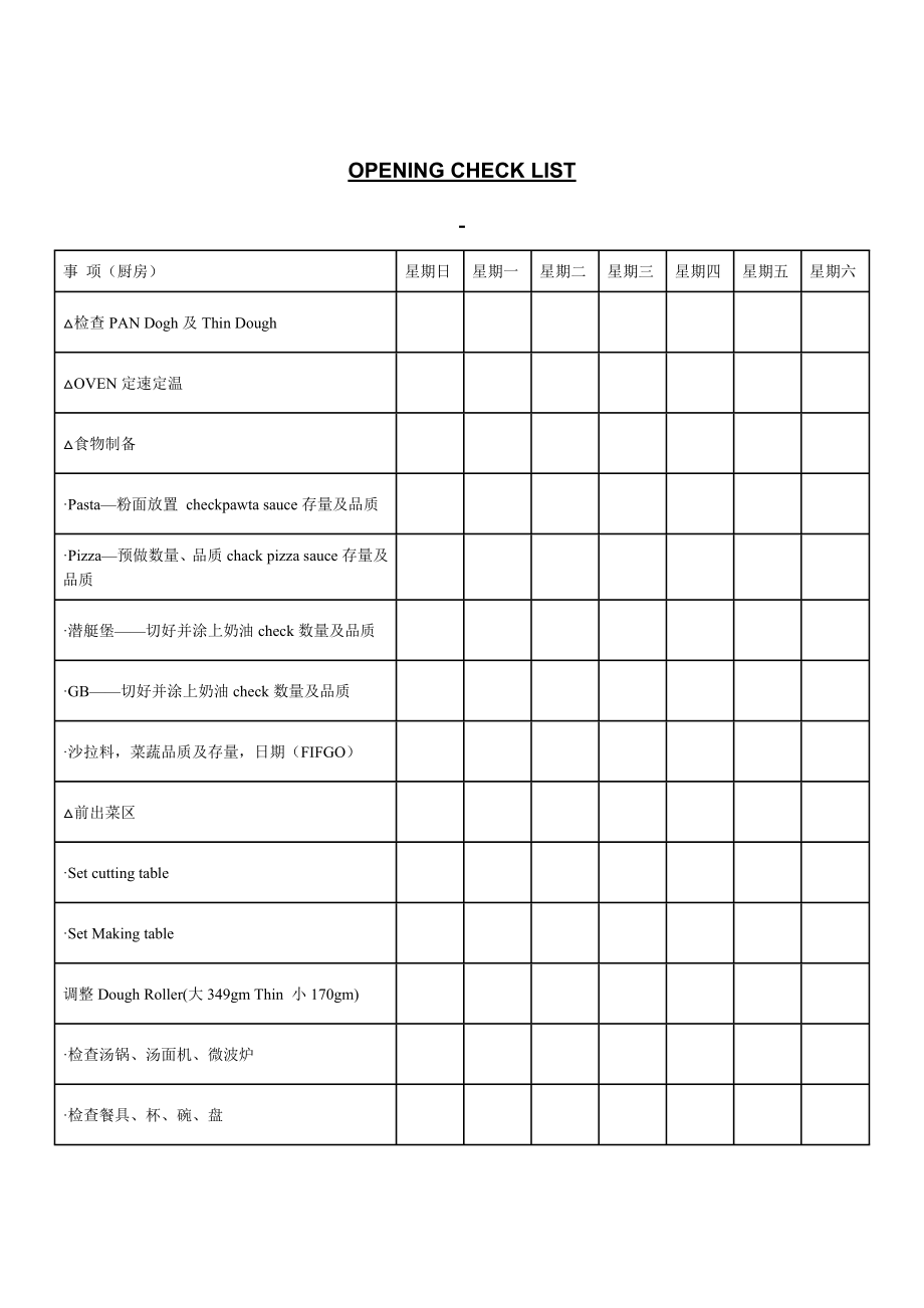 OPENING CHECK LIST.doc_第1页