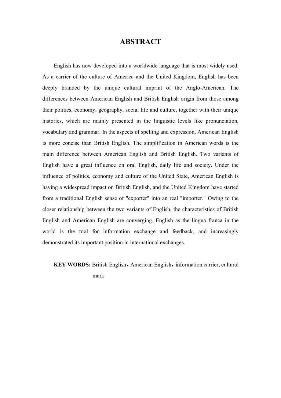 A Comparison of Linguistic Features Between American English and British English美式英语和英式英语的特征分析.doc_第2页