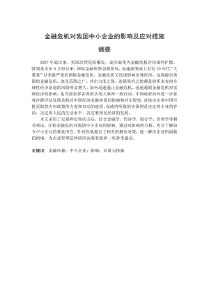 金融危机对我国中小企业的影响及应对措施毕业论文.doc