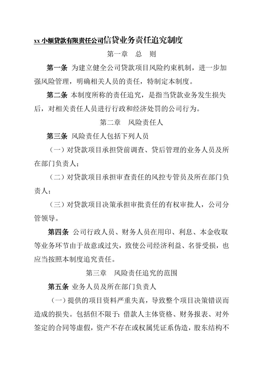 小额贷款有限责任公司信贷业务责任追究制度.doc_第1页