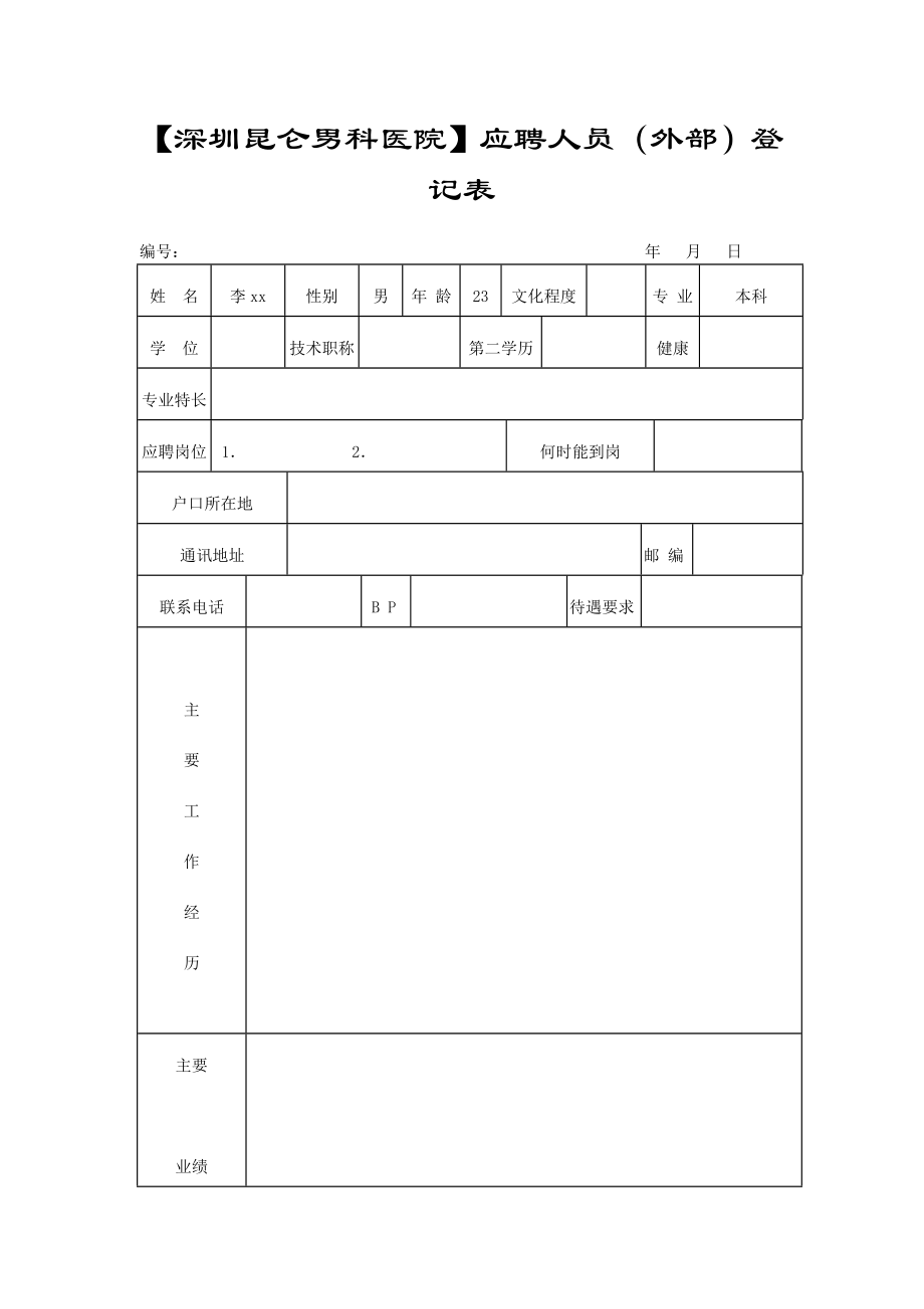 (行政管理套表)西乡比较好的医院行政表格.doc_第1页