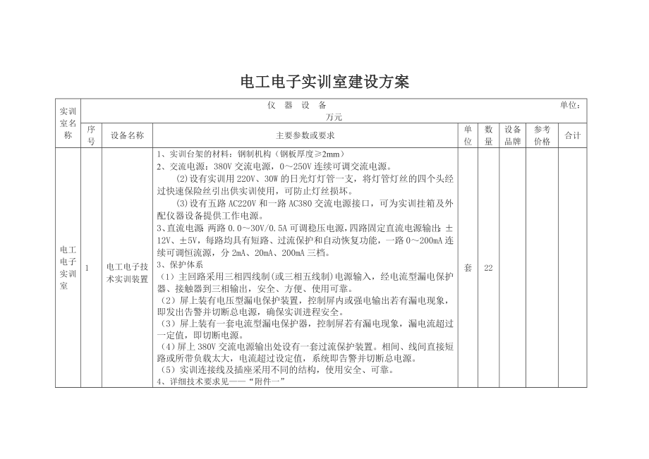 电工电子实训室建设方案.doc_第1页