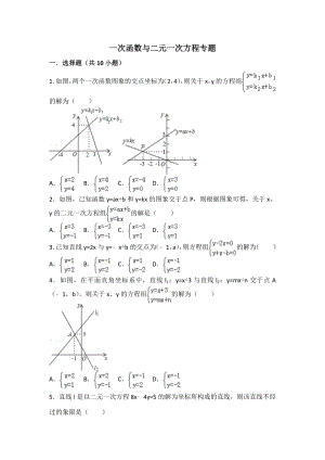 一次函数与二元一次方程专题精编版.doc