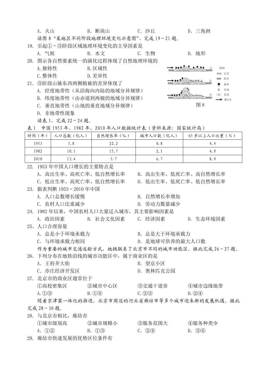 北京市季普通高中会考地理试题.doc_第3页