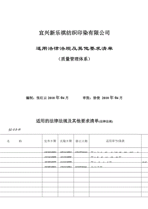 JL5.2-01(质量管理体系)适用法律法规及其他要求清单(国内).doc