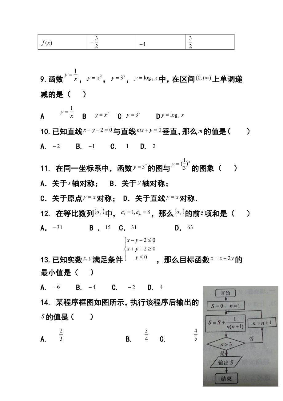 北京市普通高中季会考数学试题 及答案.doc_第3页