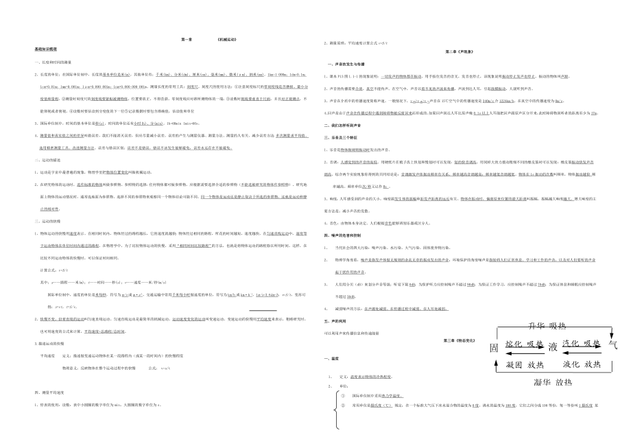 新人教版初二物理八级上册小抄.doc_第1页