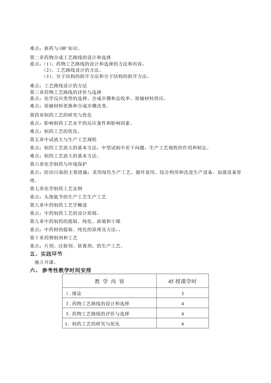 制药工艺学课程教学大纲.doc_第3页