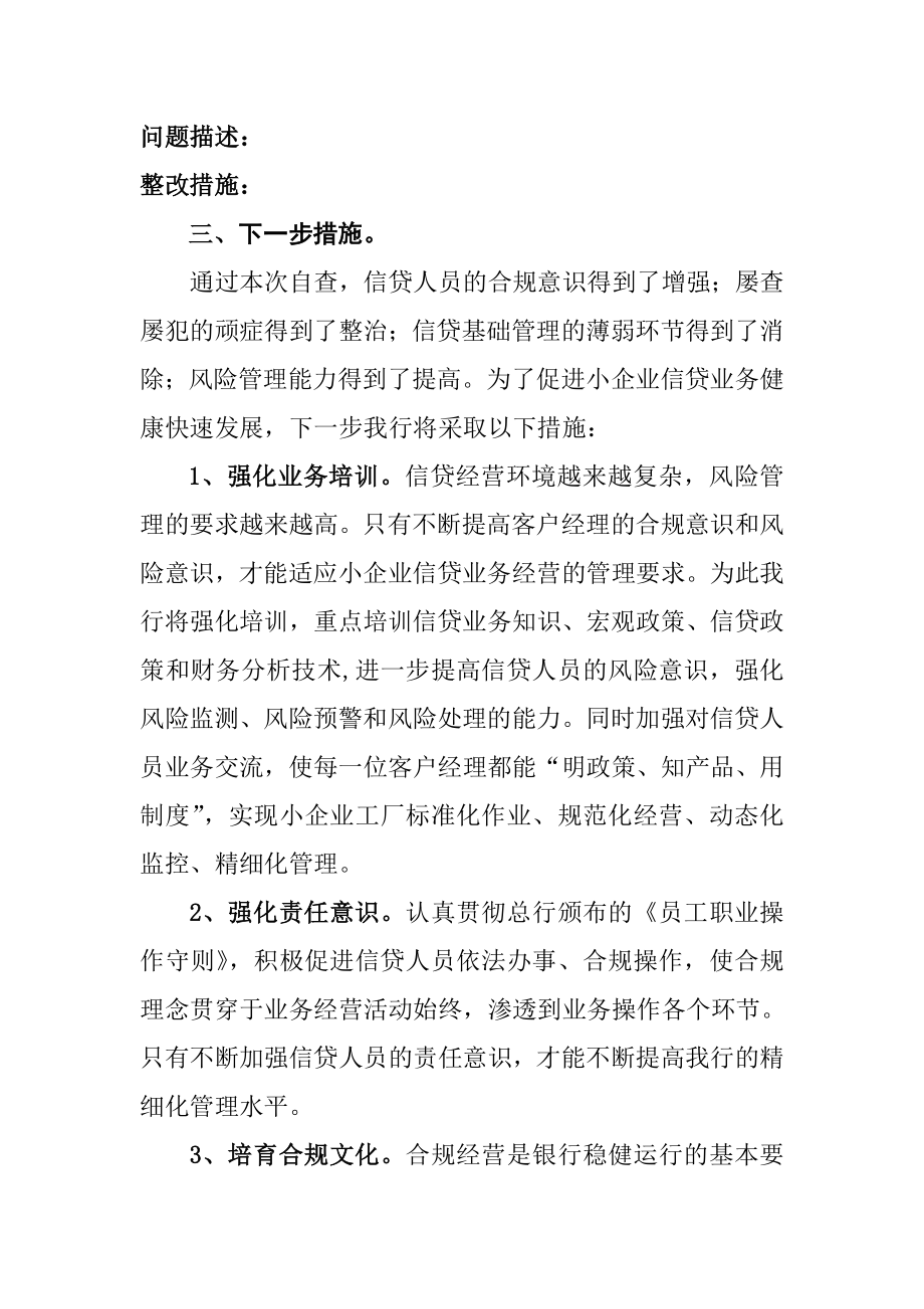 小企业信贷业务合规与信用风险自查情况报告.doc_第2页