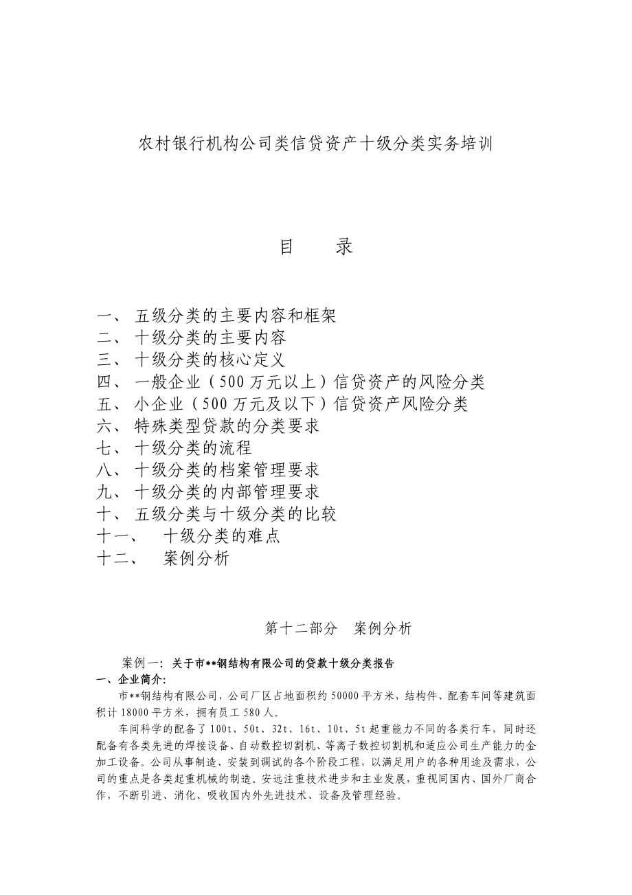 农村银行机构公司类信贷资产十级分类实务培训.doc_第1页