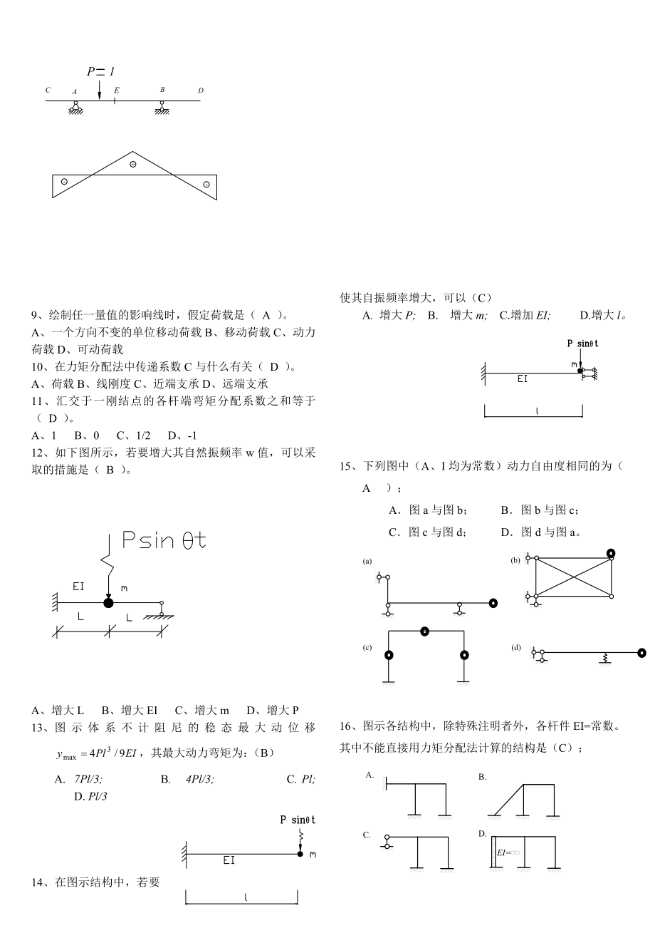 电大土木工程力学复习题2小抄.doc_第2页