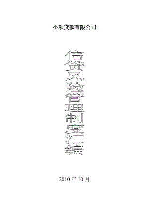 小额贷款公司信贷风险管理制度汇编.doc