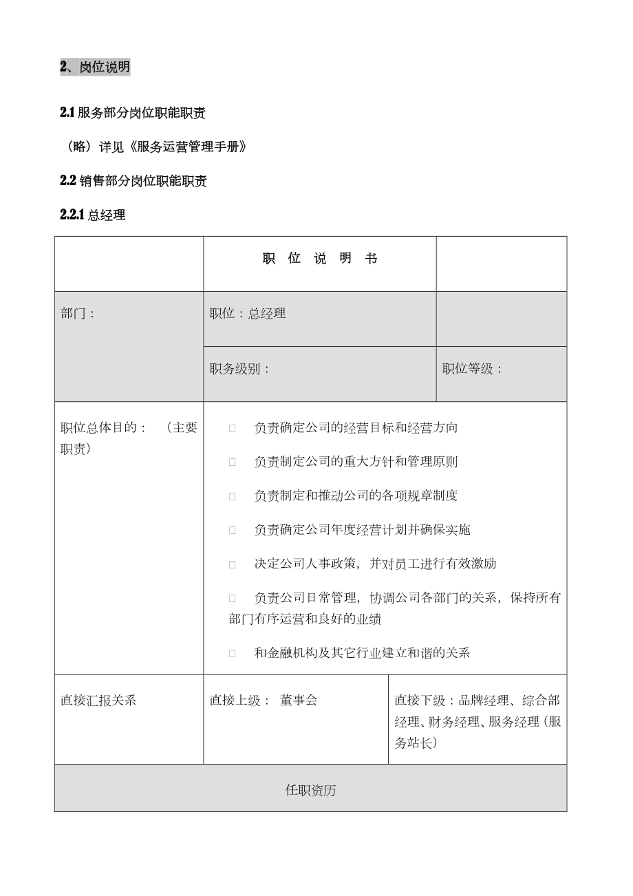 4S店组织机构框架及职能职责模版.doc_第3页