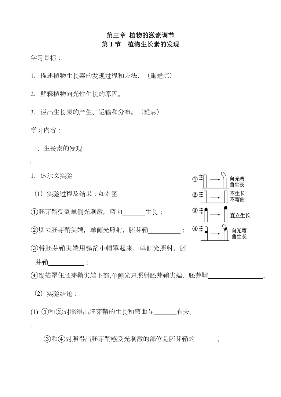 (整理)植物的激素调节学案.doc_第1页