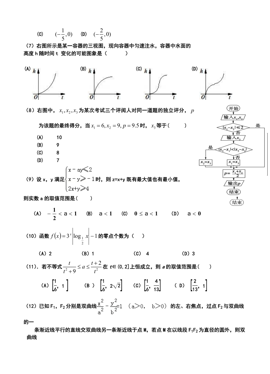 贵州省六校联盟高三第一次联考文科数学试卷及答案.doc_第2页