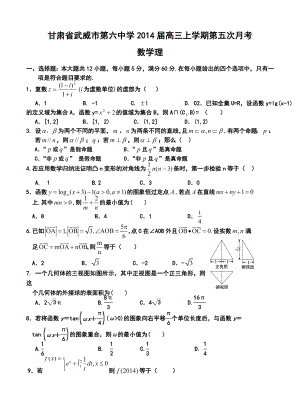 甘肃省武威市第六中学高三上学期第五次月考理科数学试题及答案.doc