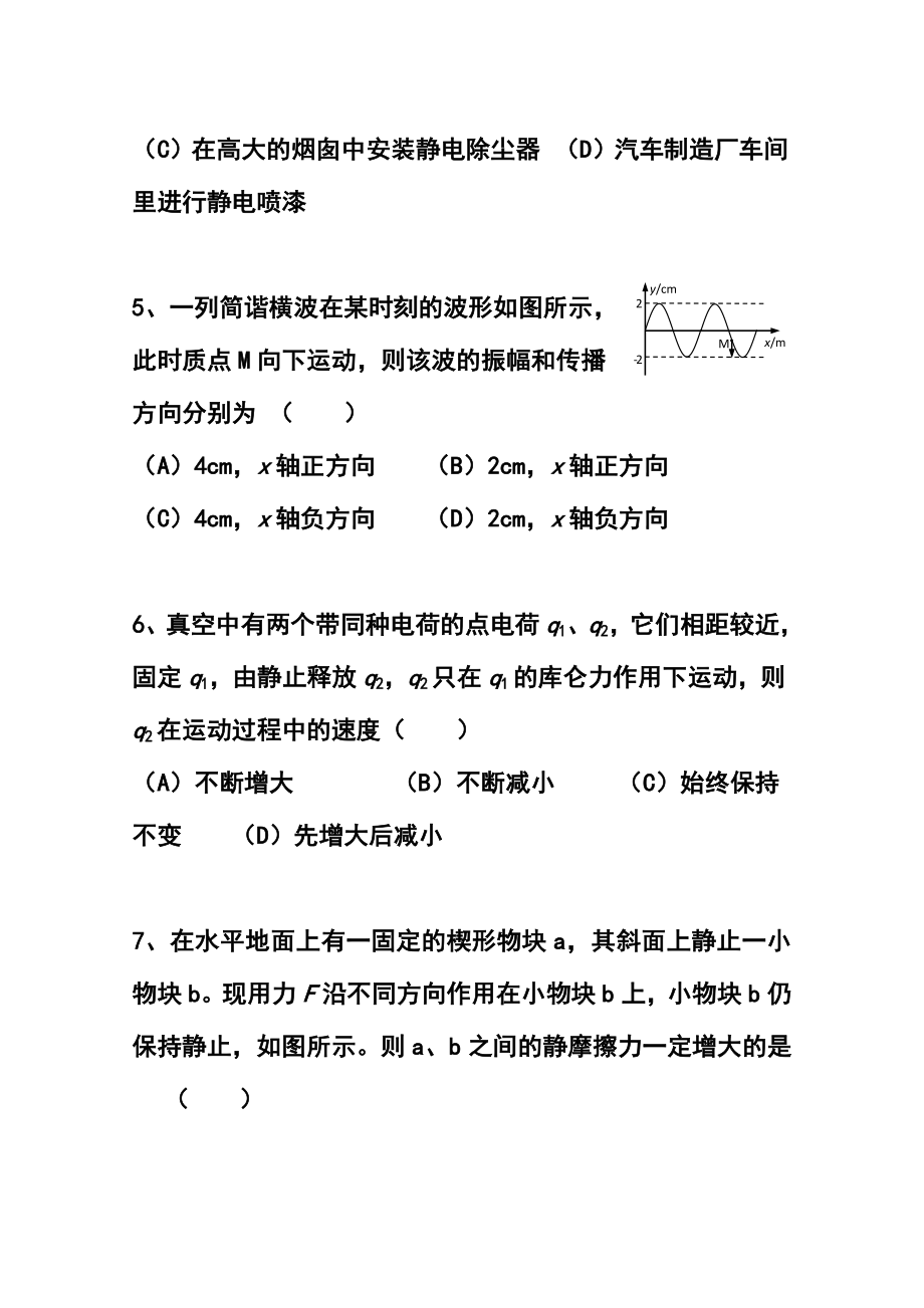 上海理工大学附属中学高三11月月考物理试题及答案.doc_第2页