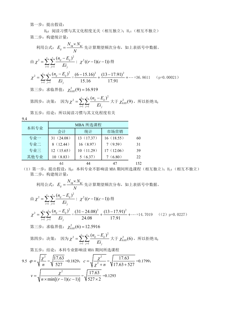 统计学(贾5)课后练答案(910章).doc_第2页