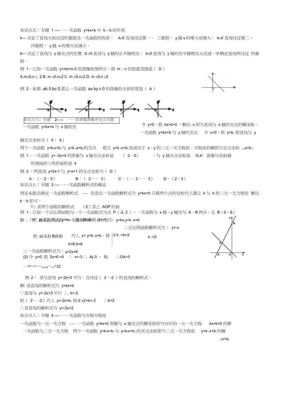 一次函数知识点总结与典型例题知识讲解.docx_第2页