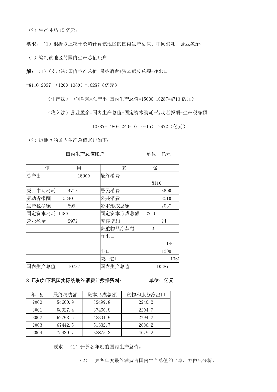 电大国民经济核算形成性考核册作业本作业汇总.doc_第3页