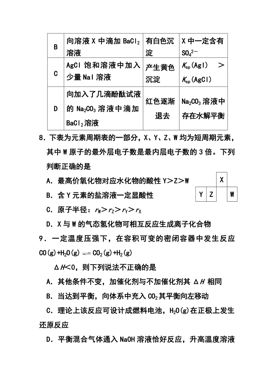 山东省烟台市高三下学期一模诊断测试化学试题及答案.doc_第2页