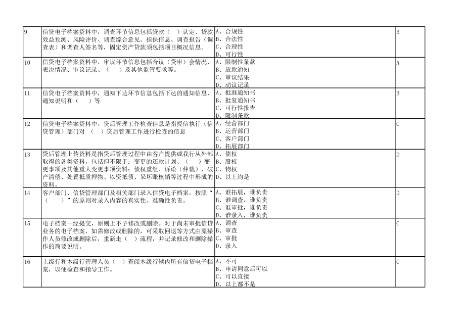 银行个贷业务试题：档案管理100.xls_第2页