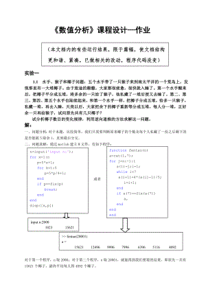 《数值分析》课程设计—作业.doc