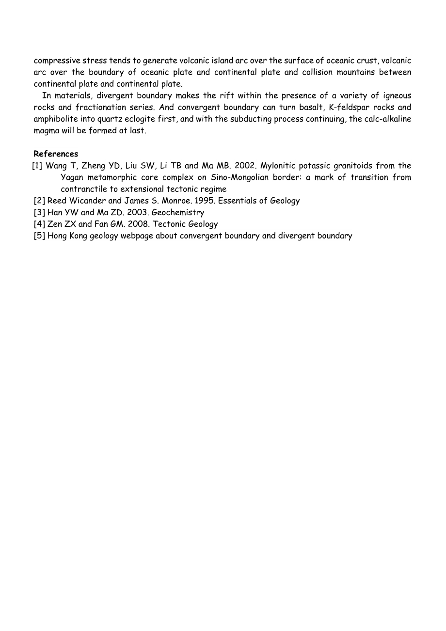 The Differences between Convergent Boundary and Divergent Boundary地质学系专业英语论文.doc_第3页