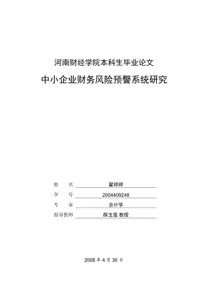 中小企业财务风险预警系统研究.doc