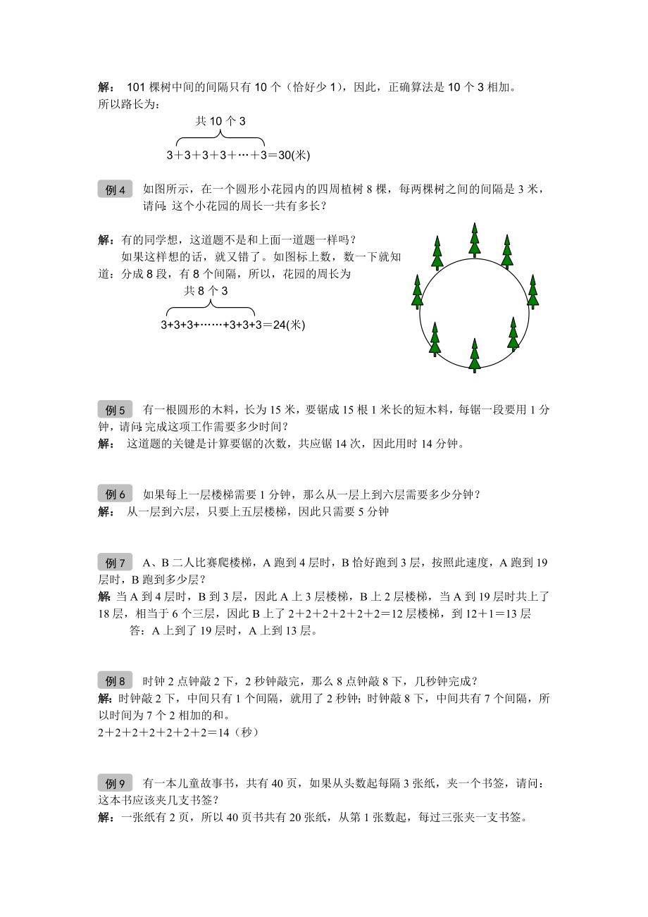 奥数一年级-教案-第06讲-植树问题初步-教师版.doc_第2页