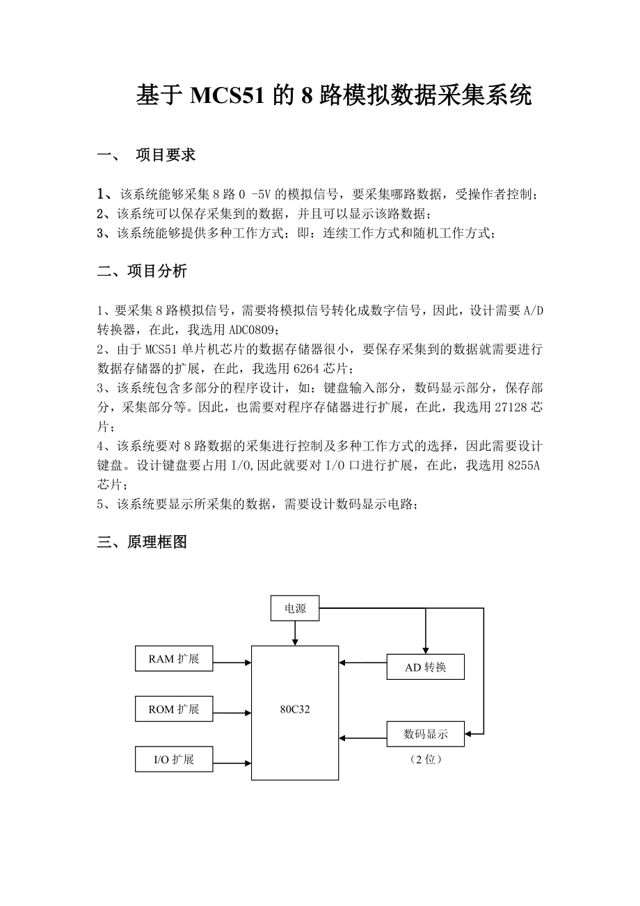 593638875单片机课程设计基于MCS51的8路模拟数据采集系统.doc_第1页